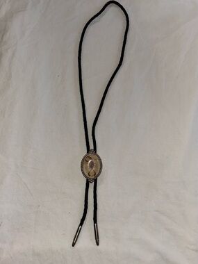 Vintage Black Rope Bolo Tie Real Scorpion Silver Tips Western